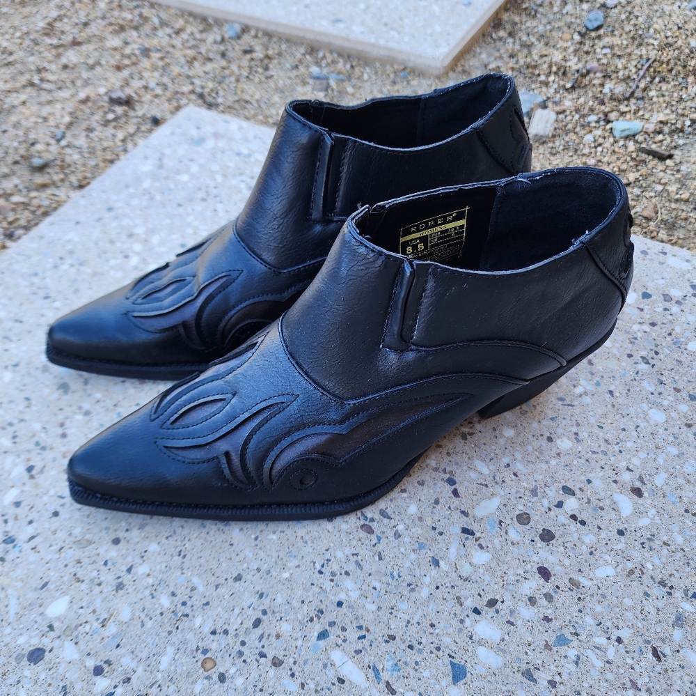Roper Black Western Ankle Heeled Boots